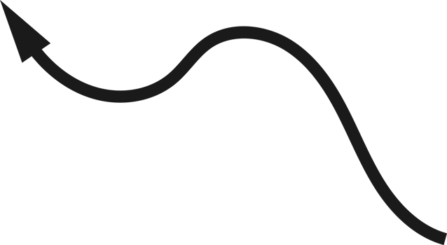 Hand drawn curved arrow shape. Arrow line png