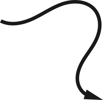 Hand drawn curved arrow shape. Arrow line png