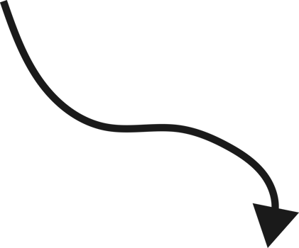Hand drawn curved arrow shape. Arrow line png