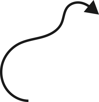 Hand drawn curved arrow shape. Arrow line png