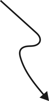 Hand drawn curved arrow shape. Arrow line png