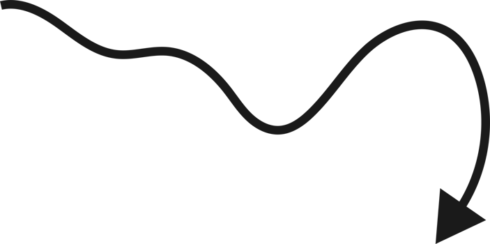 Hand drawn curved arrow shape. Arrow line png