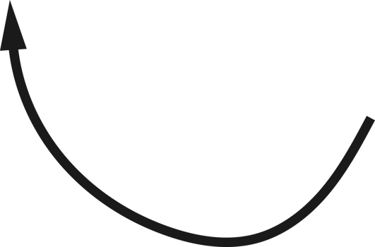 Hand drawn curved arrow shape. Arrow line png