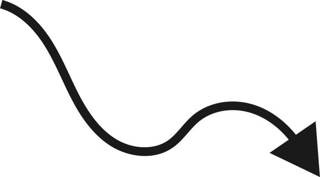 Hand drawn curved arrow shape. Arrow line png