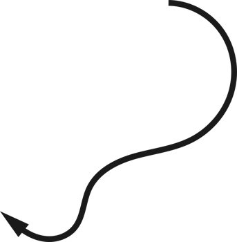 Hand drawn curved arrow shape. Arrow line png