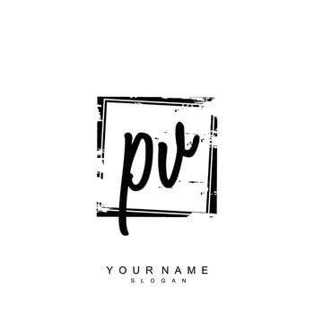 Initial PV Monogram with Grunge Template Design vector