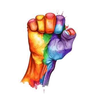 Human fist in LGBT rainbow colors. png