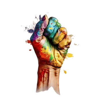 Human fist in LGBT rainbow colors. png