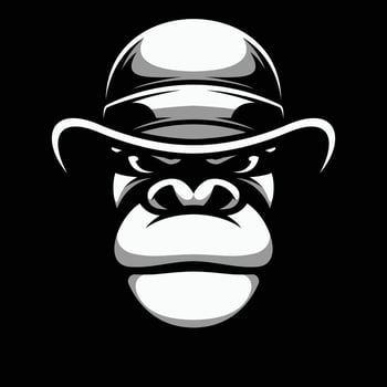 Gorilla Cap Black and White Mascot Design vector