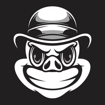 Pig Cap Black and White Mascot Design vector
