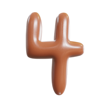 Chocolate number font. 3d render png