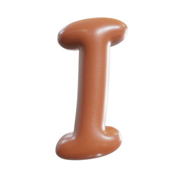 Chocolate alphabet font. 3d render png