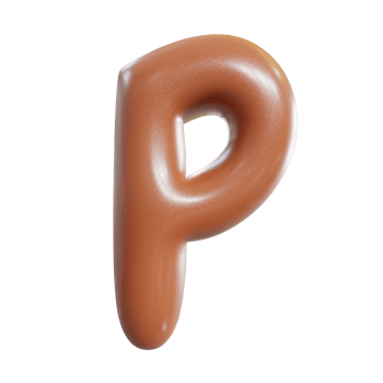 Chocolate alphabet font. 3d render png