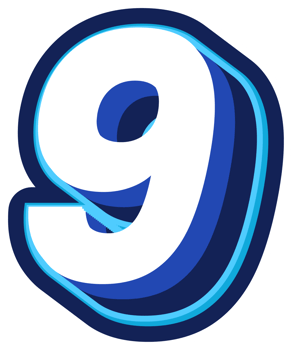 Bold 3d Blue Number png
