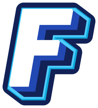 Bold 3d Blue Uppercase Letter F png