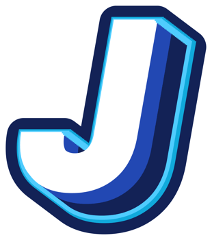 Bold 3d Blue Uppercase Letter J png