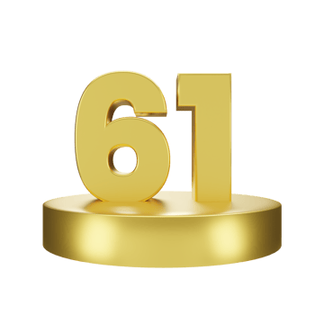 number 61 on the golden podium png