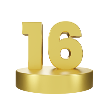 number 16 on the golden podium png