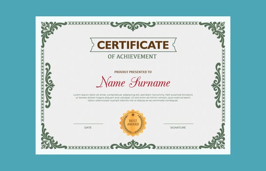 Certificate In Vintage Style vector