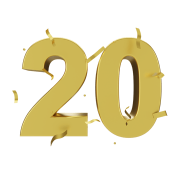 gold 20 number with confetti png