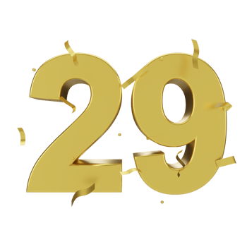 gold 29 number with confetti png