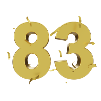 gold 83 number with confetti png