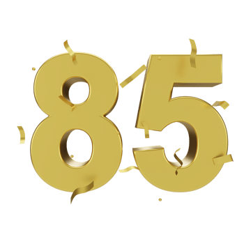 gold 85 number with confetti png