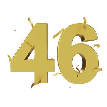 gold 46 number with confetti png