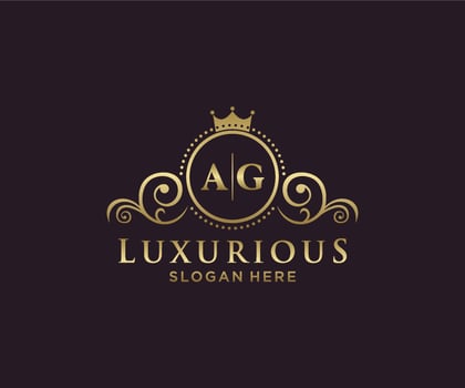 Initial AG Letter Royal Luxury Logo template in vector art for Restaurant, Royalty, Boutique, Cafe, Hotel, Heraldic, Jewelry, Fashion and other vector illustration.