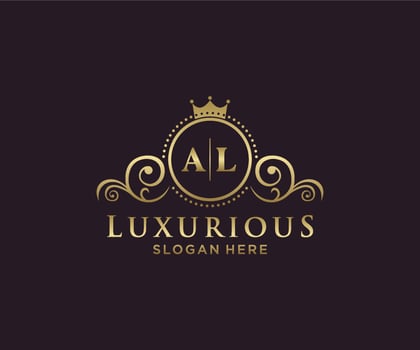 Initial AL Letter Royal Luxury Logo template in vector art for Restaurant, Royalty, Boutique, Cafe, Hotel, Heraldic, Jewelry, Fashion and other vector illustration.