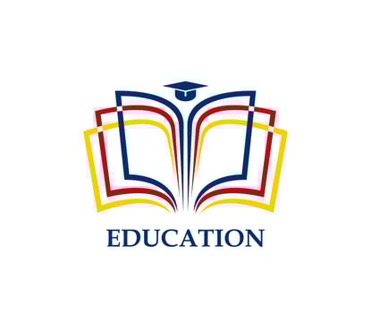 Education book icon with student cap, library vector
