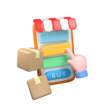 Shopping online 3D illustration png