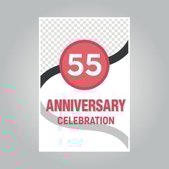 55 years anniversary vector invitation card Template of invitational for print on gray background