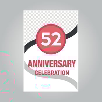52 years anniversary vector invitation card Template of invitational for print on gray background