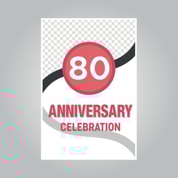 80 years anniversary vector invitation card Template of invitational for print on gray background