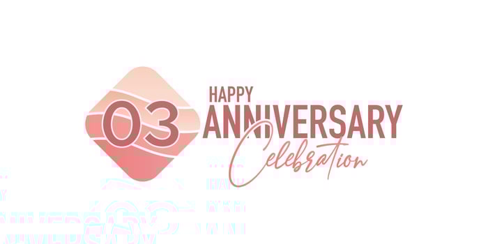 03 years anniversary logo vector illustration design celebration with pink geometric design