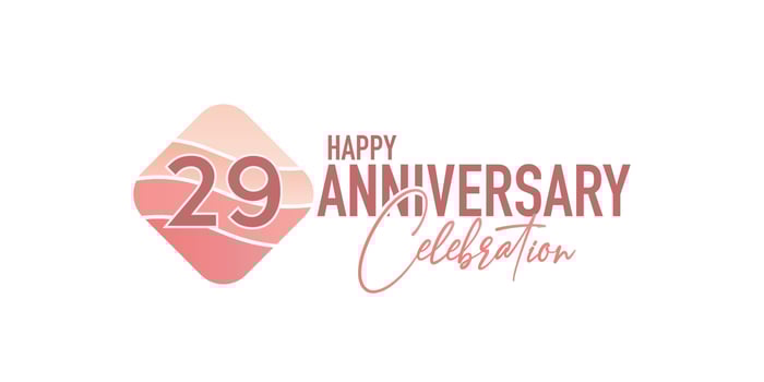 29 years anniversary logo vector illustration design celebration with pink geometric design