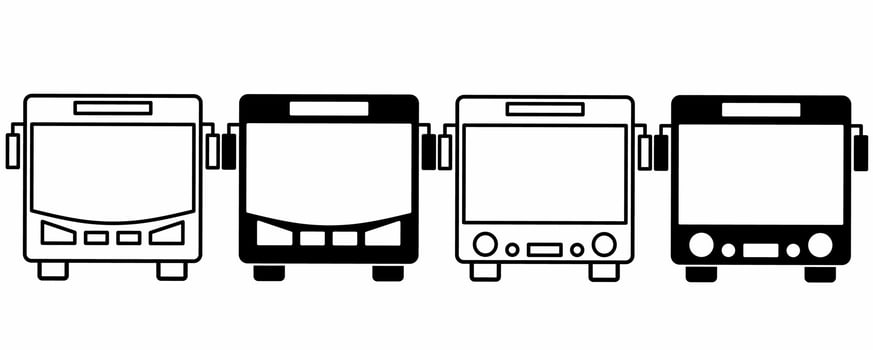 outline silhouette bus icon set isolated on white background vector
