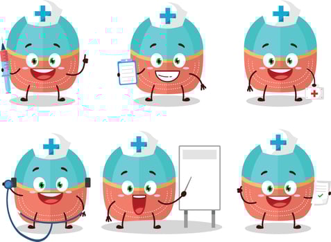 Doctor profession emoticon with hat cartoon character vector