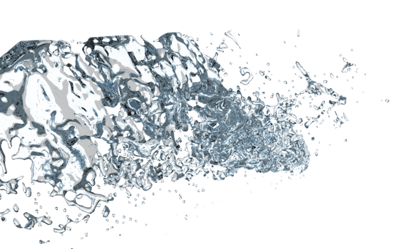 3d water splash transparent, clear blue water scattered around isolated. 3d render illustration png