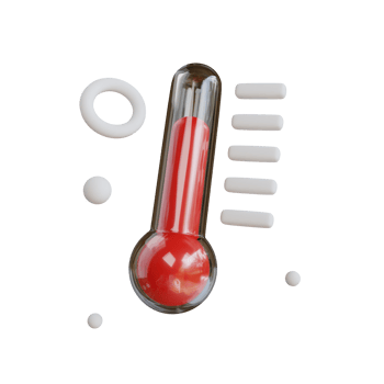 red thermometer. The concept of weather and increased temperature. 3d illustration png