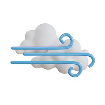 3d icon of windy and clouds. white cloud with blue swirls. Weather icons png
