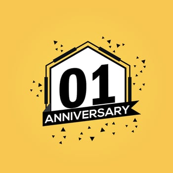 01 years anniversary logo vector design birthday celebration with geometric isolated design.
