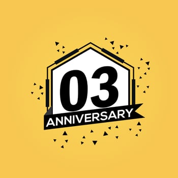 03 years anniversary logo vector design birthday celebration with geometric isolated design.