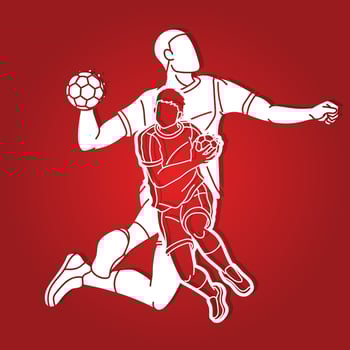 Group of Handball Sport Male Players Team Mix Action vector