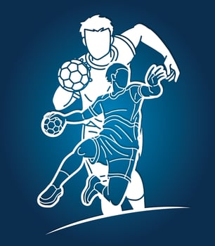 Group of Handball Sport Male Players Team Mix Action Graffiti vector