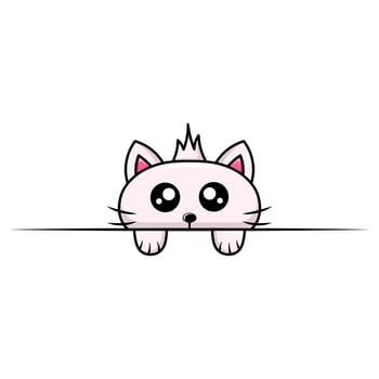 Peeking cute cat mascot design kawaii vector