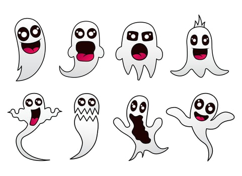 set cute design mascot ghost kawaii vector