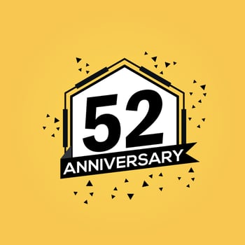 52 years anniversary logo vector design birthday celebration with geometric isolated design