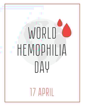 World Hemophilia Day. Vector banner. Blood diseases. Medical concept in the care of patients with hemophilia.Template for background, banner, card, poster with text inscription.